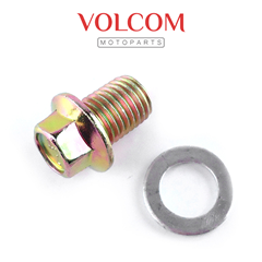 BUJAO CARTER/PARAFUSO DRENO OLEO 12X15MM ROSCA 1.50 COM ARRUELA VEDACAO 12X1,8MM CHAVE 12 PARA FAN125 ES 2009 A 2015 - NXR125 BROS ES 2013  A 2015 - TORNADO300L 2024