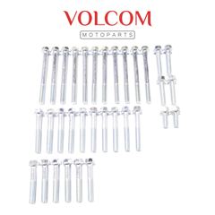 KIT COM 32 PARAFUSO FLANGE DO MOTOR CHAVE 8MM PARA BIZ 125 2006 A 2021 - SKY 125 2011 A 2016