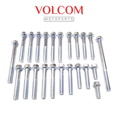 KIT PARAFUSO DA TAMPA DO MOTOR (ZINCADO) COM 22 PECAS PARA TITAN 125 KS 2000 A 2004 - NXR 125 BROS KS 2003 A 2005 - XLR125 ES 2001 2002 -  SEXTAVADO CHAVE 8MM