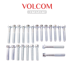 KIT PARAFUSO DA TAMPA DO MOTOR (ZINCADO) COM 22 PECAS PARA TITAN 160 EX 2016 A 2024 - NXR 160 BROS ESD 2015 - XRE 190A 2016 A 2025 -  SEXTAVADO CHAVE 8MM